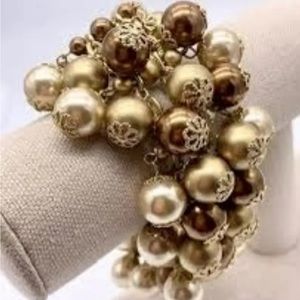 KATE SPADE RARE FACETED GOLD BALLS BANGLE BRACELET STATEMENT